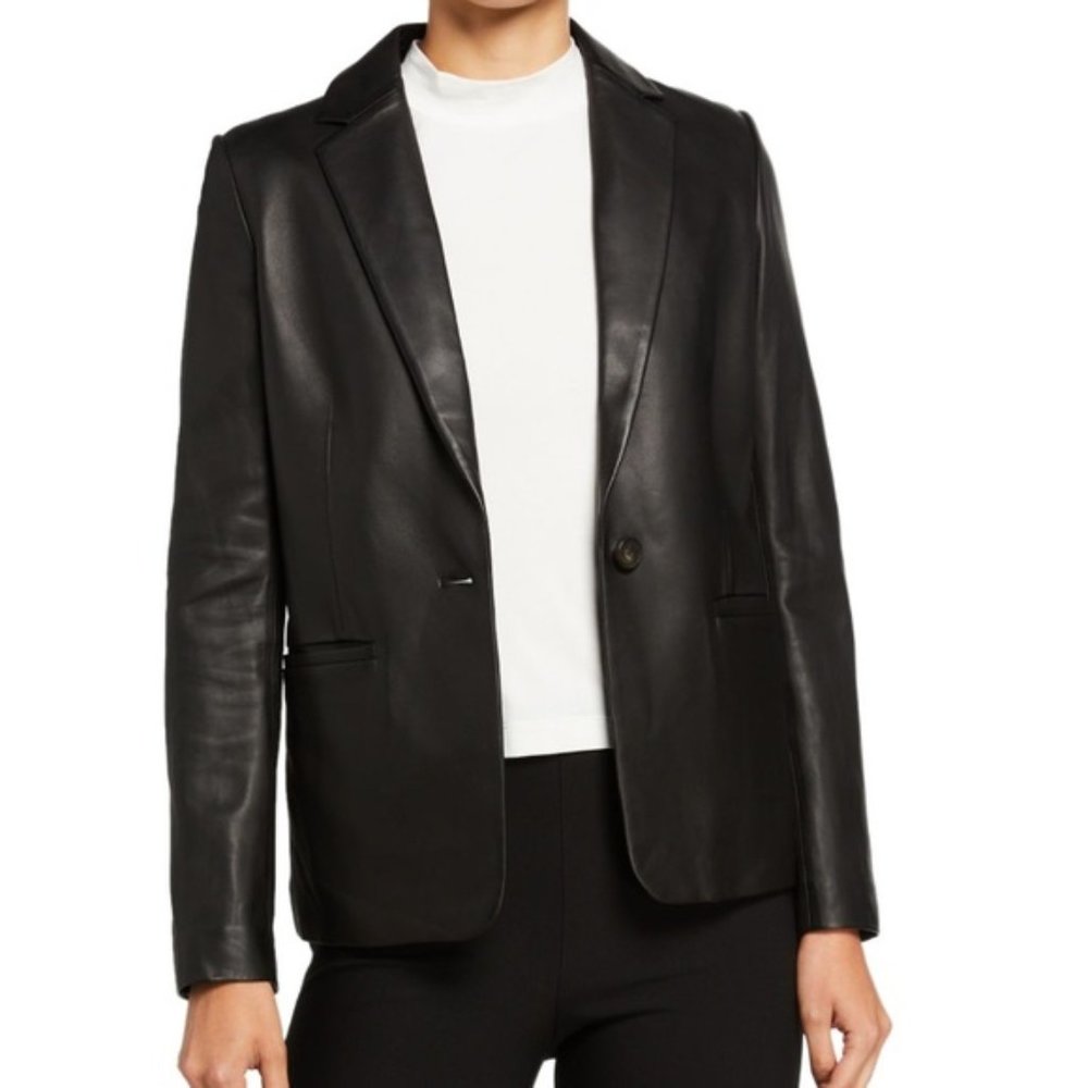 Black Leather Blazer Jacket Medium